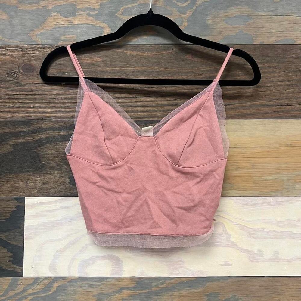 NWT Silence Noise Pink Mesh Trim Crop Cami Size Small